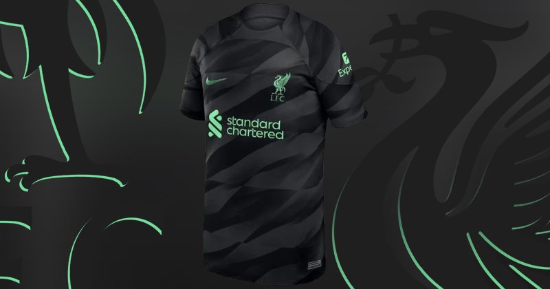 liverpool 2023-24 goalkeeper shirt in black with green details